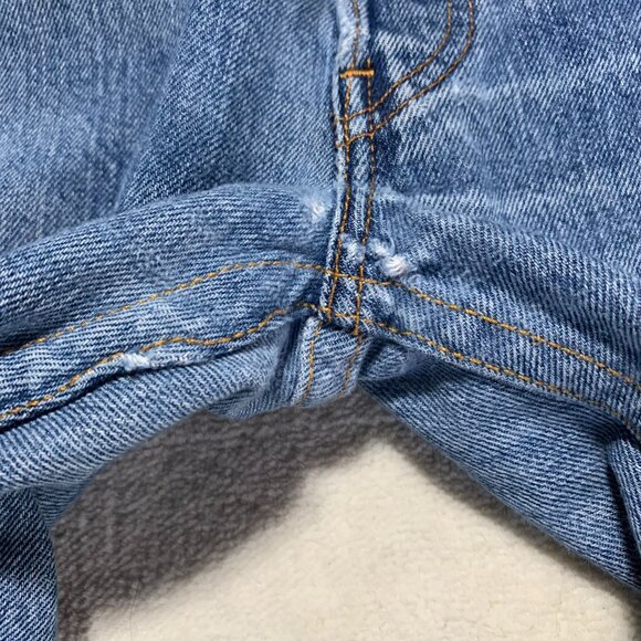 Vintage 90s Levi's X Re/done Faded Distressed Denim Straight Leg Ankle Jeans - Picture 5 of 14